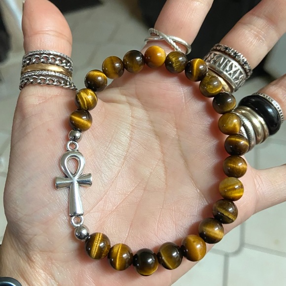 Silverskylight Other - Genuine tiger eye ankh egyptian cross bracelet